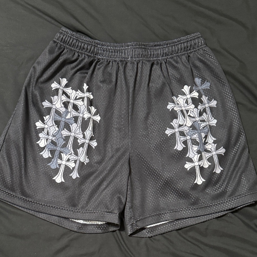 Stylish Black Athletic Shorts with Cross Design